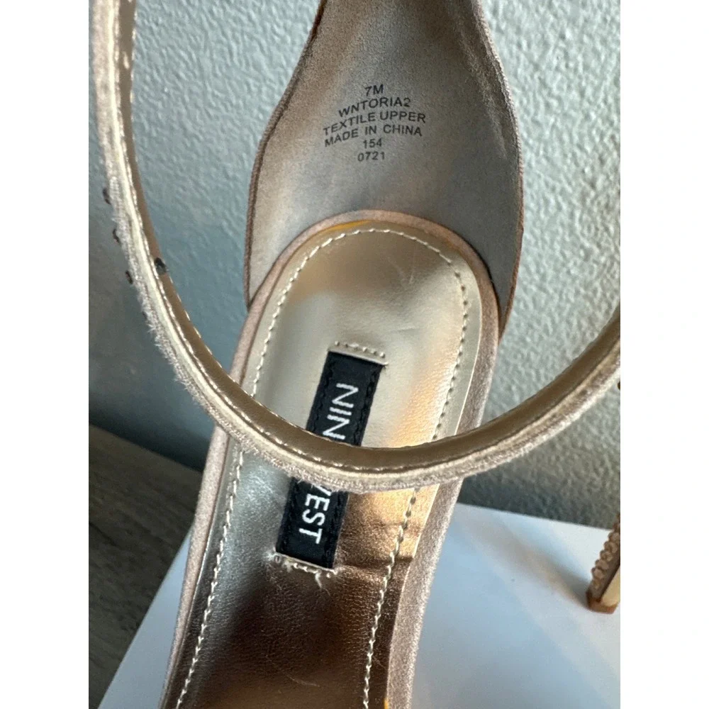 Nine West Toria2 Womens 7M Pink Rhinestone Stiletto Ankle Strap Heels